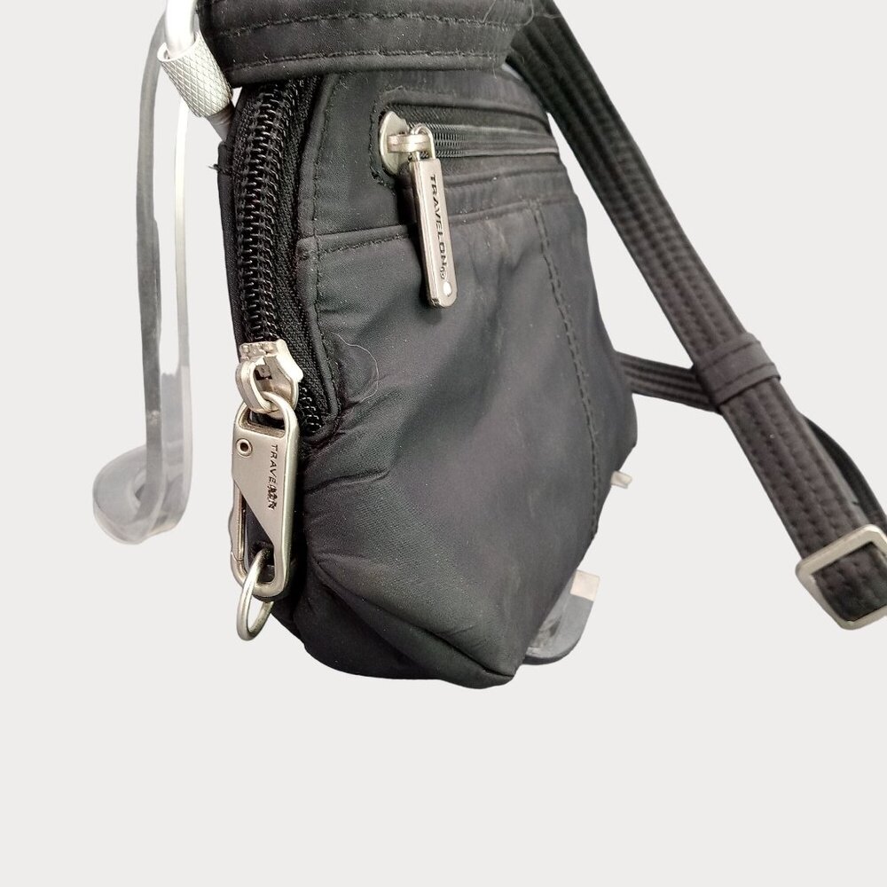 Travelon Crossbody Bag Black Nylon Adjustable Strap Compartments Secure Zipper - Picture 4 of 12